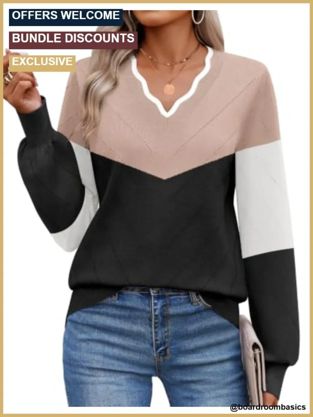 Women's V-Neck Knit Pullover Sweater